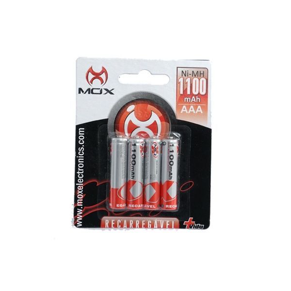 PILHA RECARREGÁVEL AAA 1100MAH C/ 4 MOX